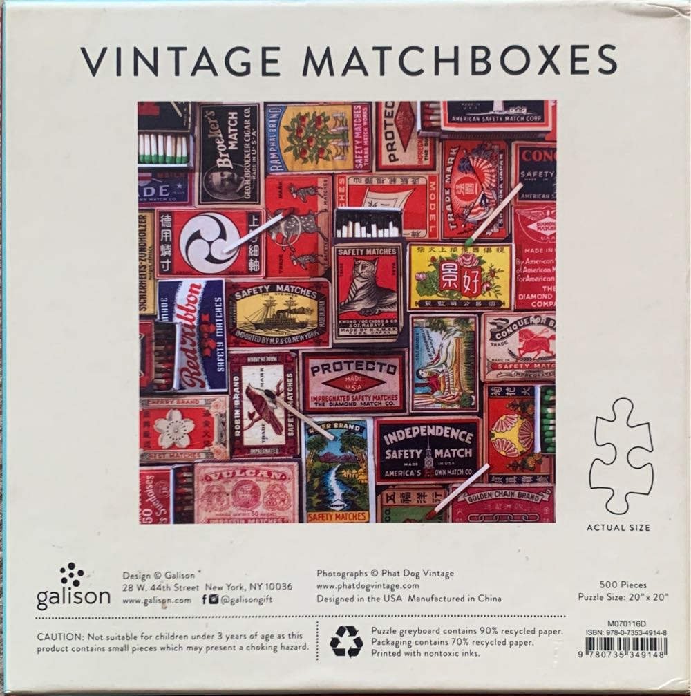 Vintage Matchboxes - Galison 🇺🇸 puzzle collectible [Barcode 9780735349148] - Main Image 3