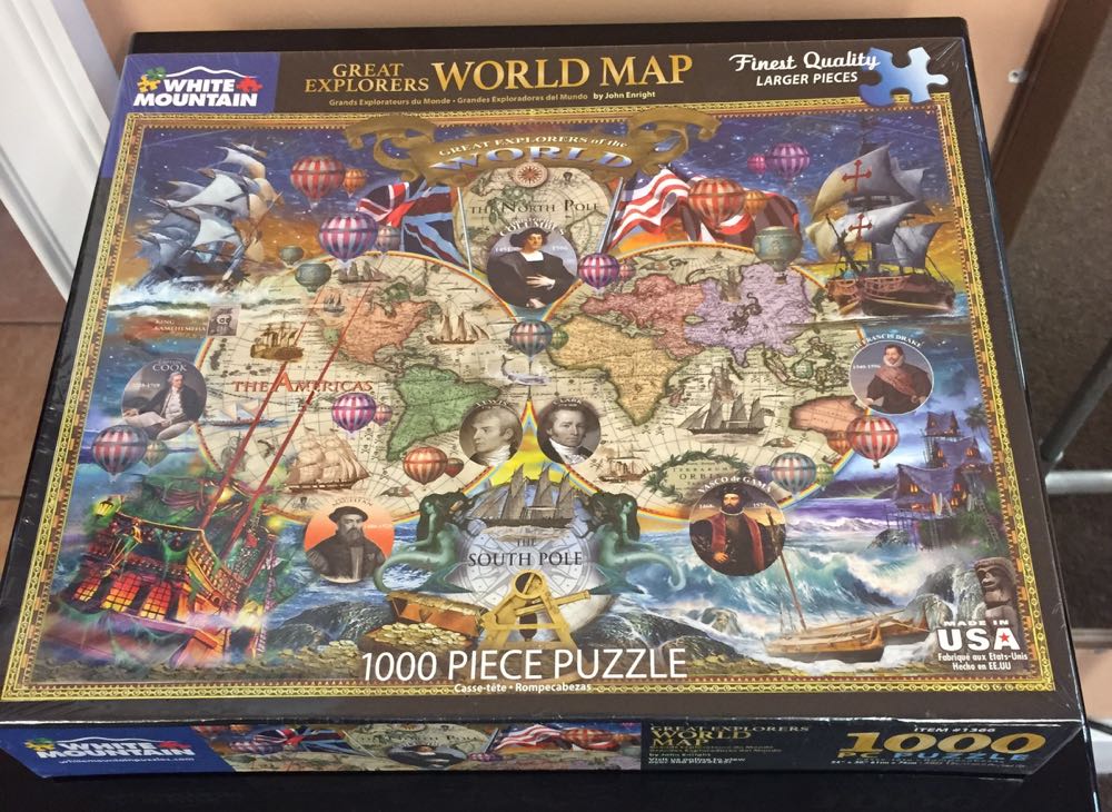 Great Explorers World Map - White Mountain puzzle collectible [Barcode 724819260683] - Main Image 2