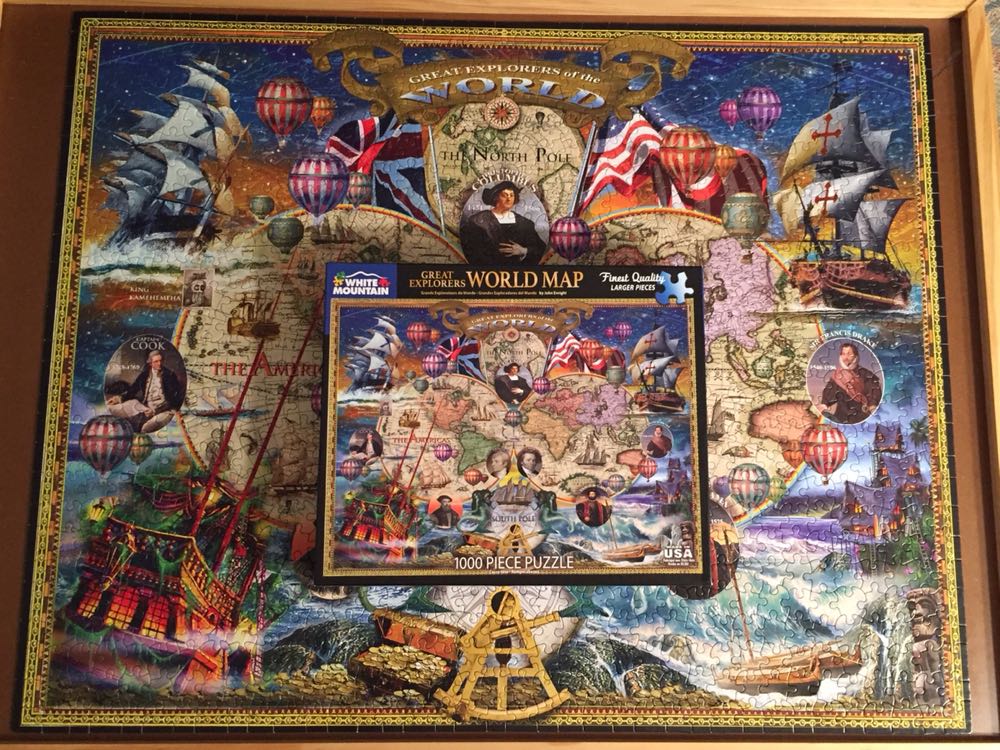 Great Explorers World Map - White Mountain puzzle collectible [Barcode 724819260683] - Main Image 4