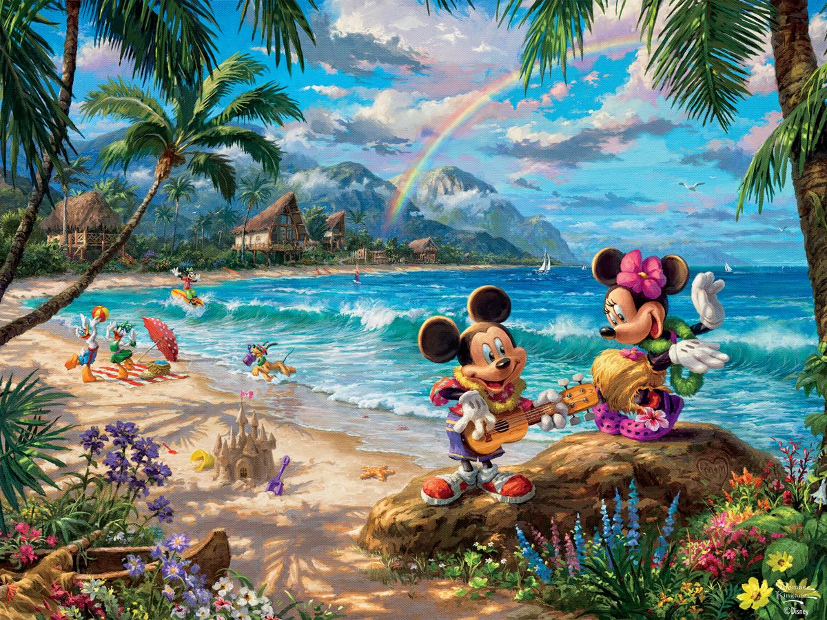 Mickey & Minnie In Hawaii (UV) 🧩 - Ceaco puzzle collectible [Barcode 021081291538] - Main Image 2