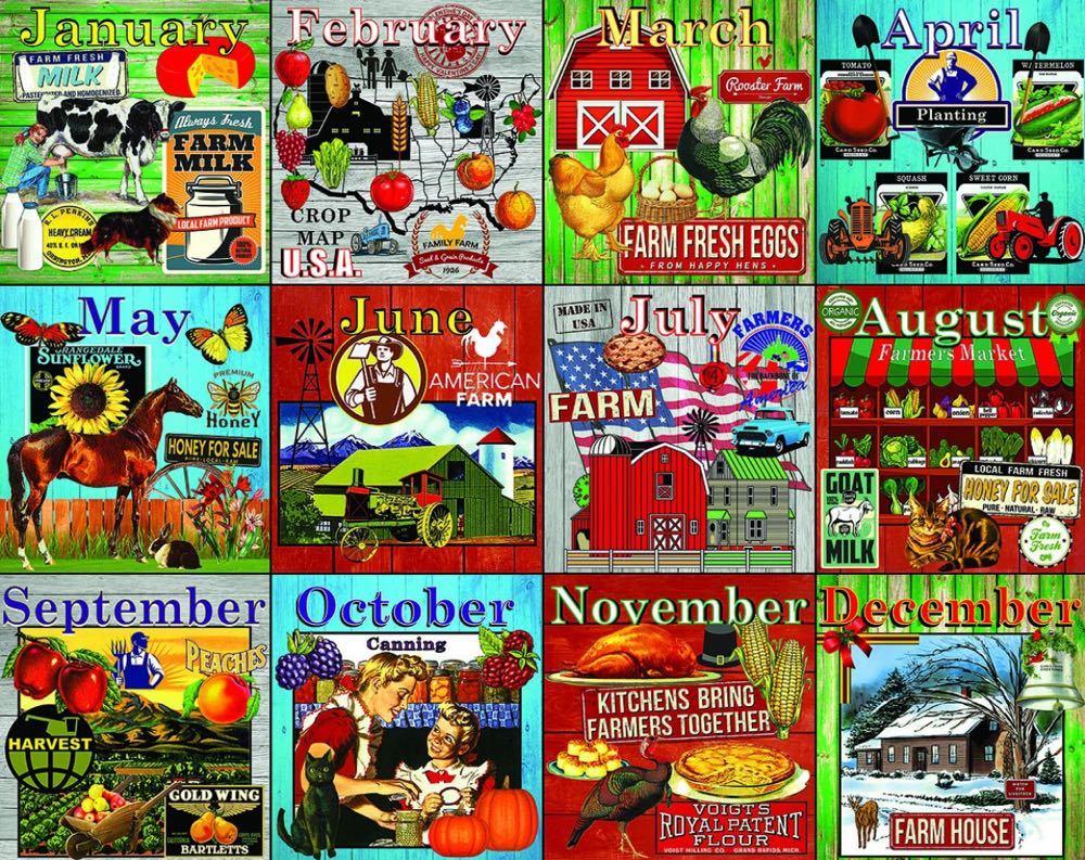 Farm Calendar - 208, 4/18/22-SOLD - White Mountain Puzzles puzzle collectible [Barcode 724819263707] - Main Image 2