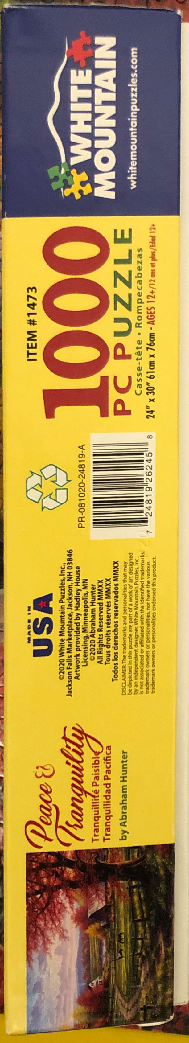 Peace & Tranquility - White Mountain Puzzles puzzle collectible [Barcode 724819262458] - Main Image 4