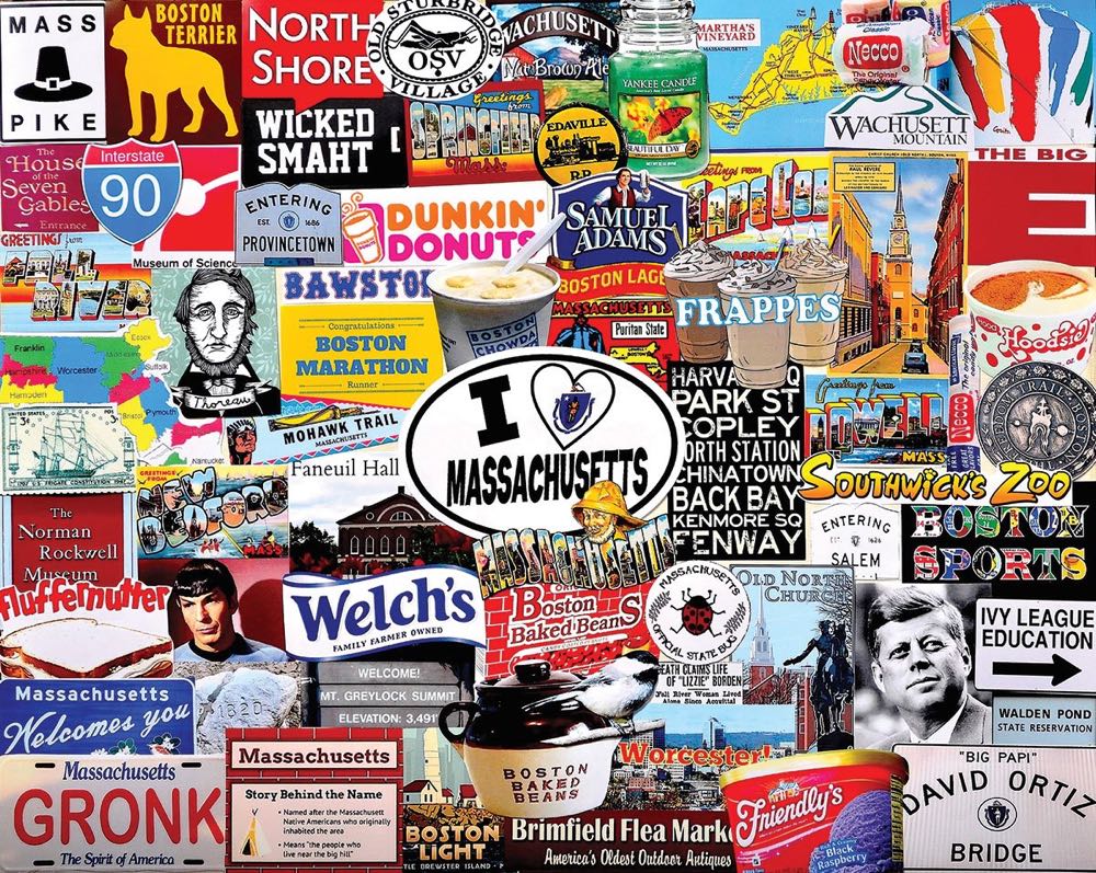 I Love Massachusetts✅ - White Mountain puzzle collectible [Barcode 724819261444] - Main Image 2