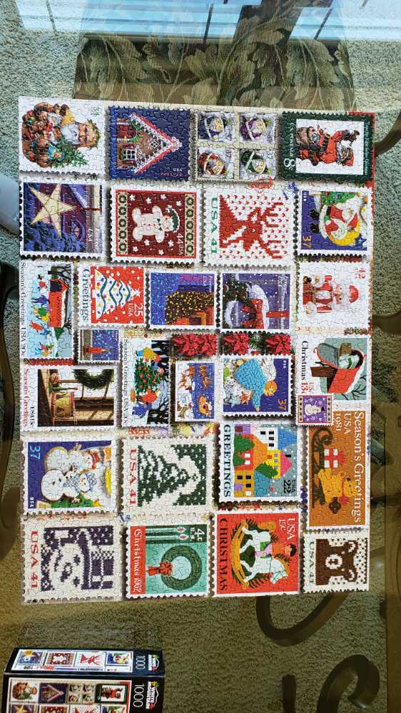 Christmas Stamps - White Mountain puzzle collectible [Barcode 724819260447] - Main Image 2