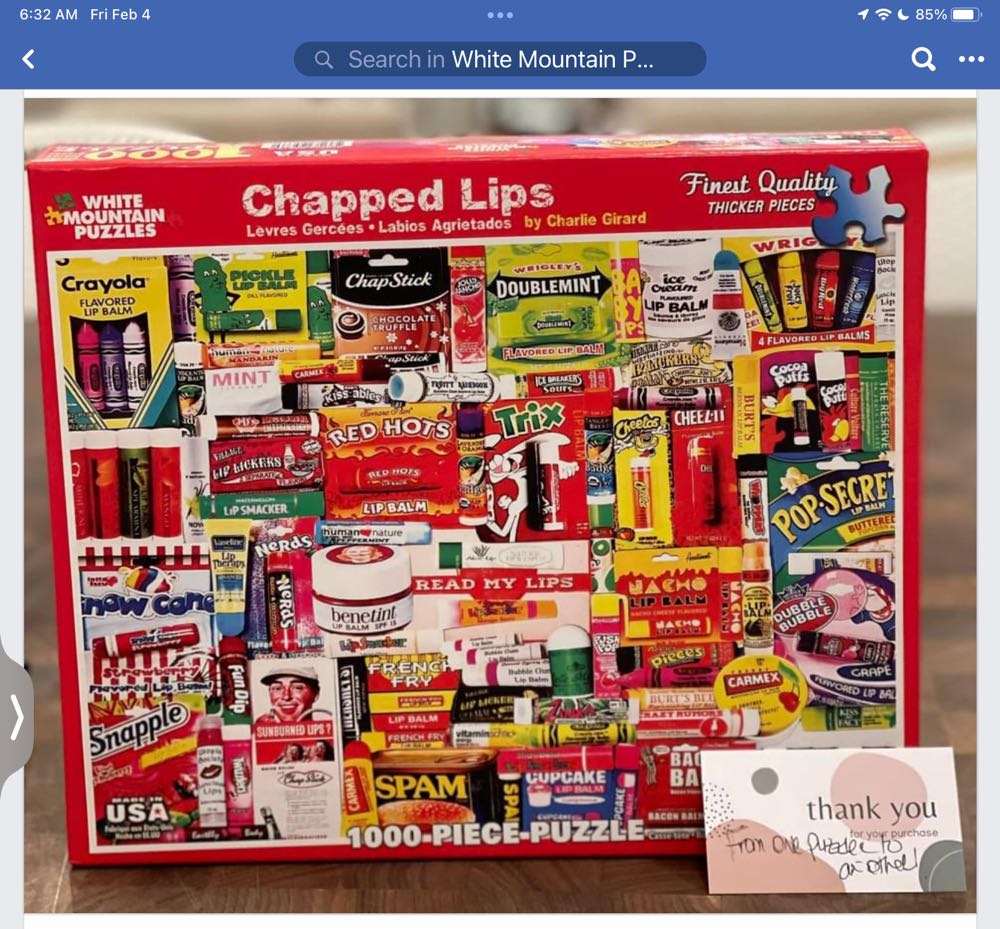 Chapped Lips Black Box - White Mountain Puzzles puzzle collectible [Barcode 724819256372] - Main Image 2