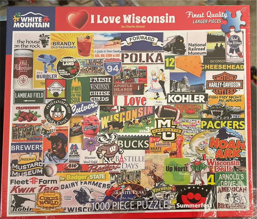 I Love Wisconsin - White Mountain puzzle collectible [Barcode 724819263561] - Main Image 2