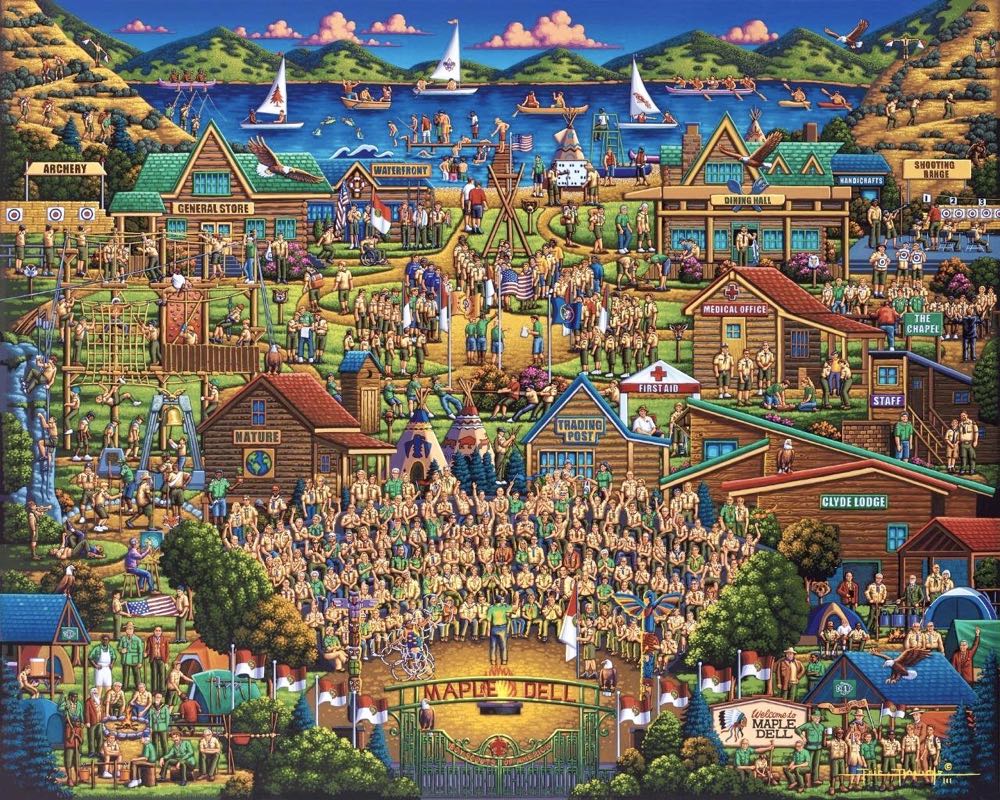 Camp Maple Dell - Dowdle Folk Art puzzle collectible [Barcode 671095004213] - Main Image 2