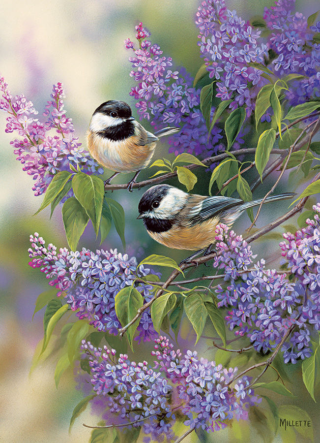 Chickadees And Lilacs - Cobble Hill puzzle collectible - Main Image 2