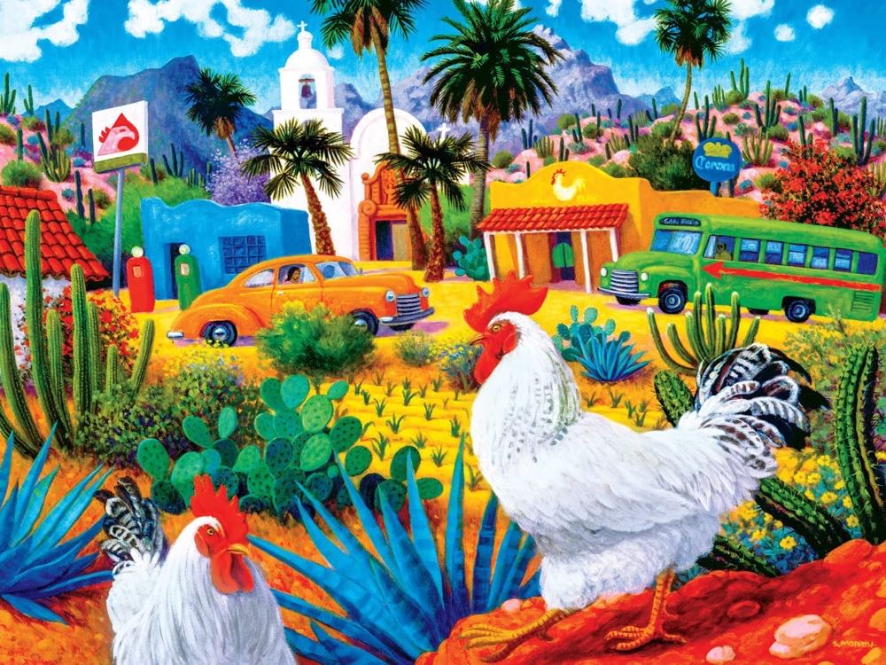 Roadsides  Of The Southwest —Gallos Blancos - MasterPieces puzzle collectible [Barcode 705988319365] - Main Image 2