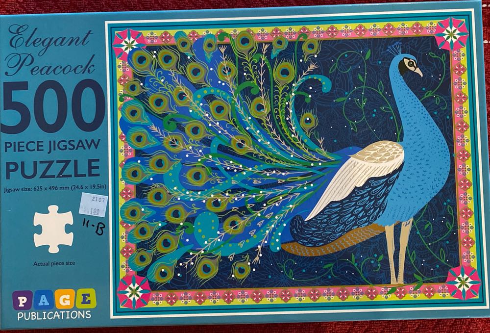Elegant Peacock 500 Piece - Page Publications puzzle collectible [Barcode 9781648330254] - Main Image 2