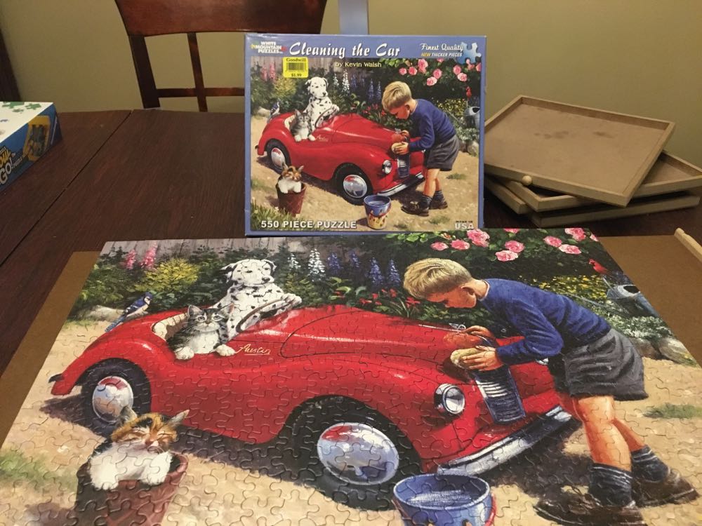 Cleaning The Car - White Mountain Puzzles puzzle collectible [Barcode 724819255290] - Main Image 2