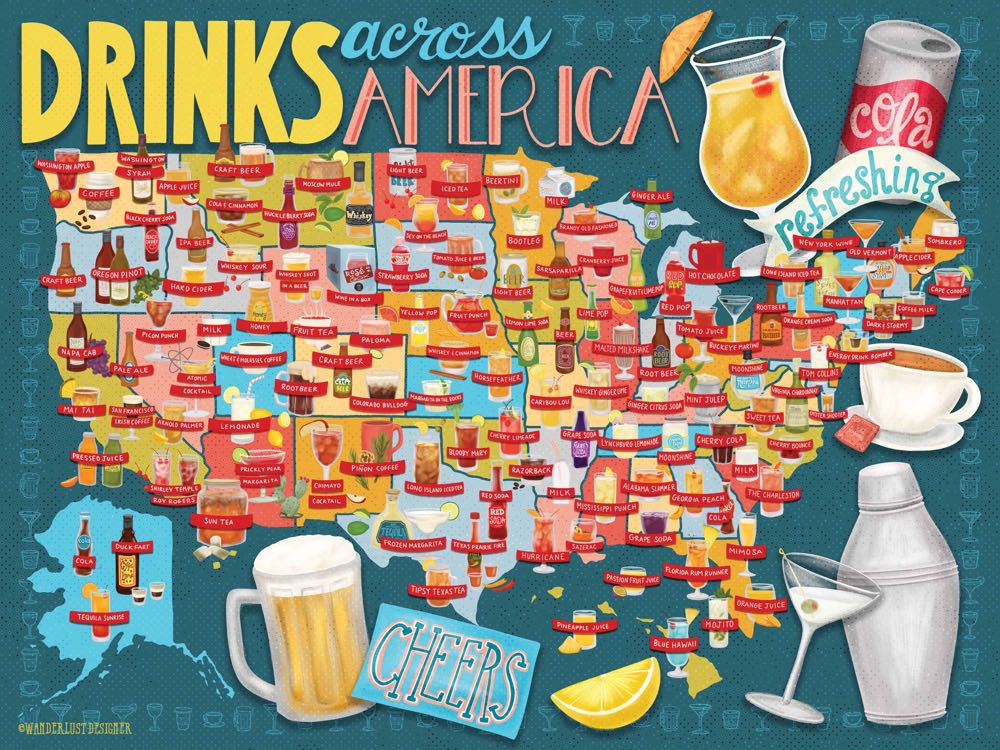 Food & Drink : Drinks Across America - True South Puzzle Company puzzle collectible [Barcode 644216570195] - Main Image 2