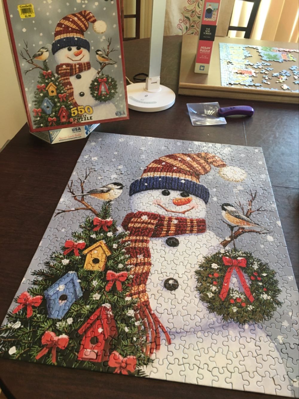 Snowman & Chickadees-Chs - White Mountain puzzle collectible [Barcode 724819254835] - Main Image 2