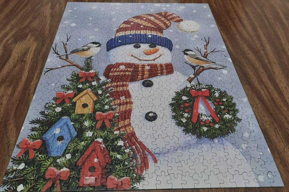 Snowman & Chickadees-Chs - White Mountain puzzle collectible [Barcode 724819254835] - Main Image 3