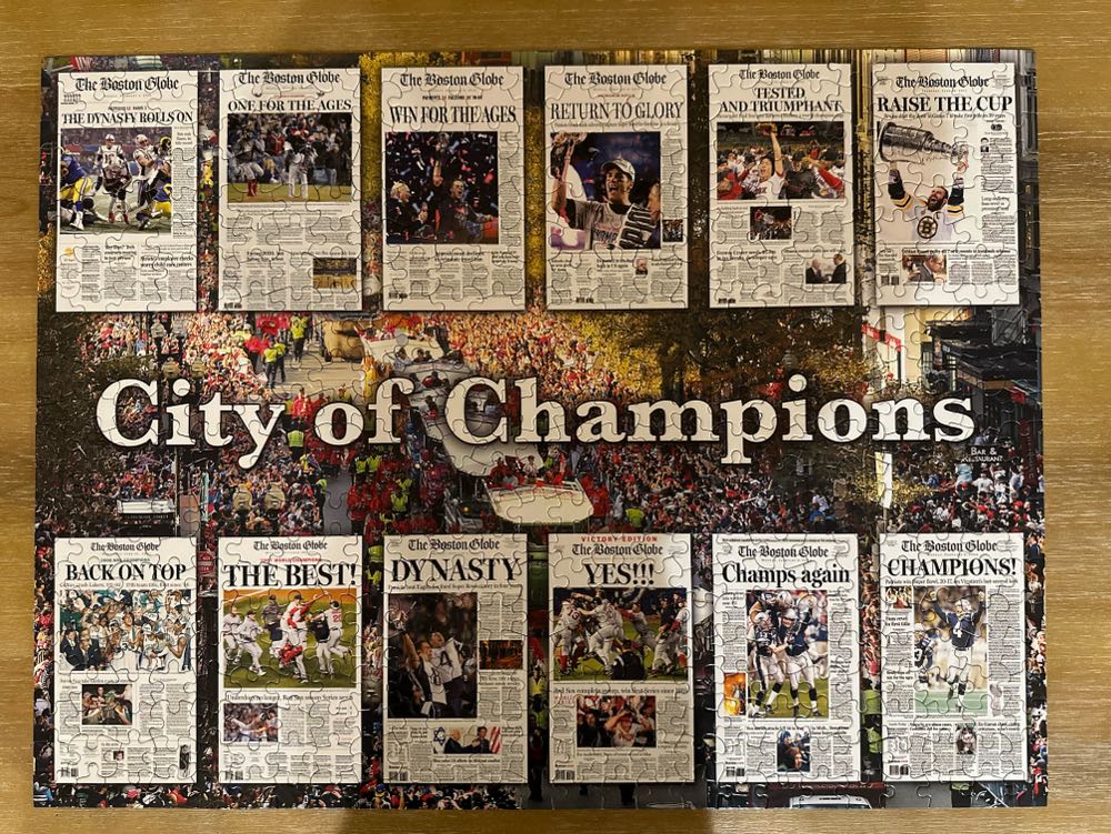 Boston Globe - City Of champions - White Mountain Puzzles puzzle collectible [Barcode 724819262496] - Main Image 2