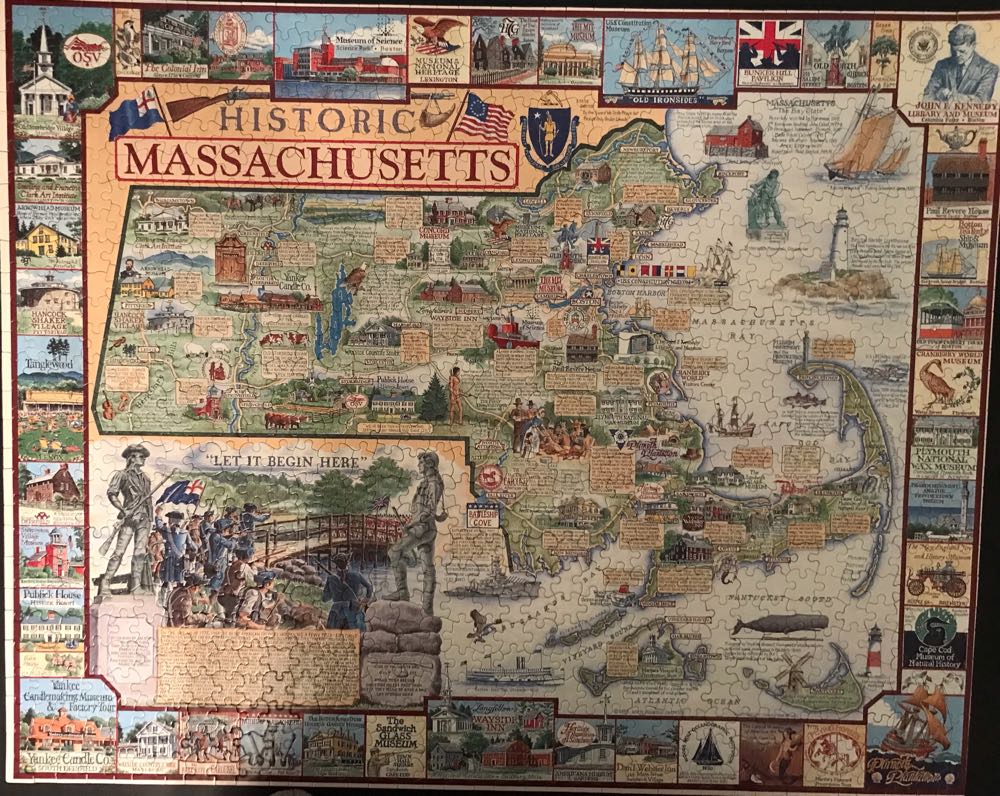 Historic Massachusetts - White Mountain Graphics puzzle collectible [Barcode 724819246854] - Main Image 2