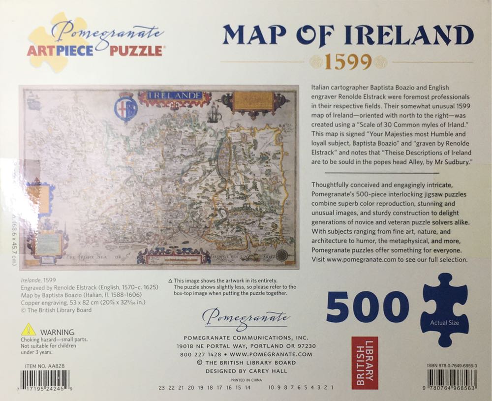 Pomegranate: Map Of Ireland 1599 - Pomegranate puzzle collectible [Barcode 9780764968563] - Main Image 2