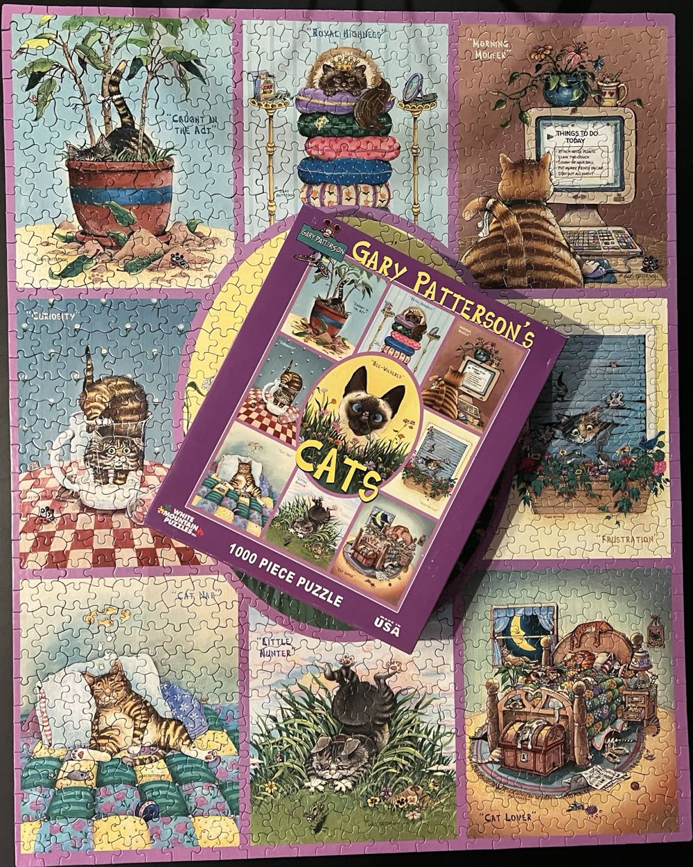 *** Gary Patterson’s Cats-BORROW KWN-Chs - White Mountain Puzzles puzzle collectible [Barcode 724819252756] - Main Image 4
