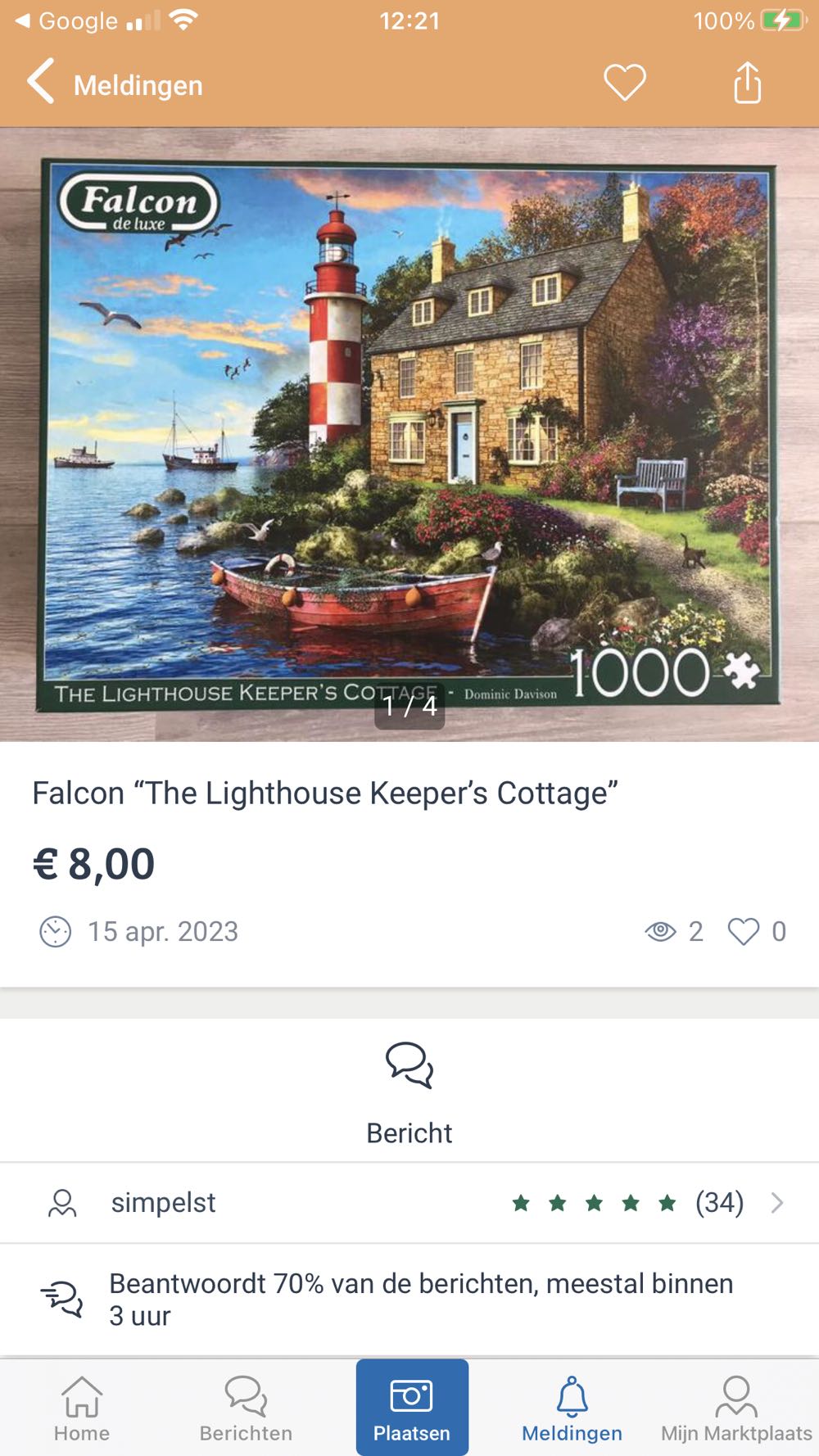 The Lighthouse Keepers Cottage - Falcon de luxe puzzle collectible [Barcode 8710126112472] - Main Image 3