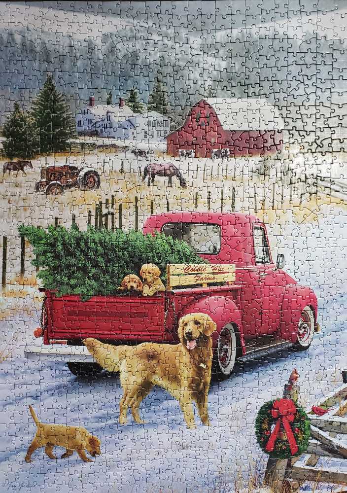 Christmas On The Farm - Cobble Hill puzzle collectible [Barcode 625012801270] - Main Image 2