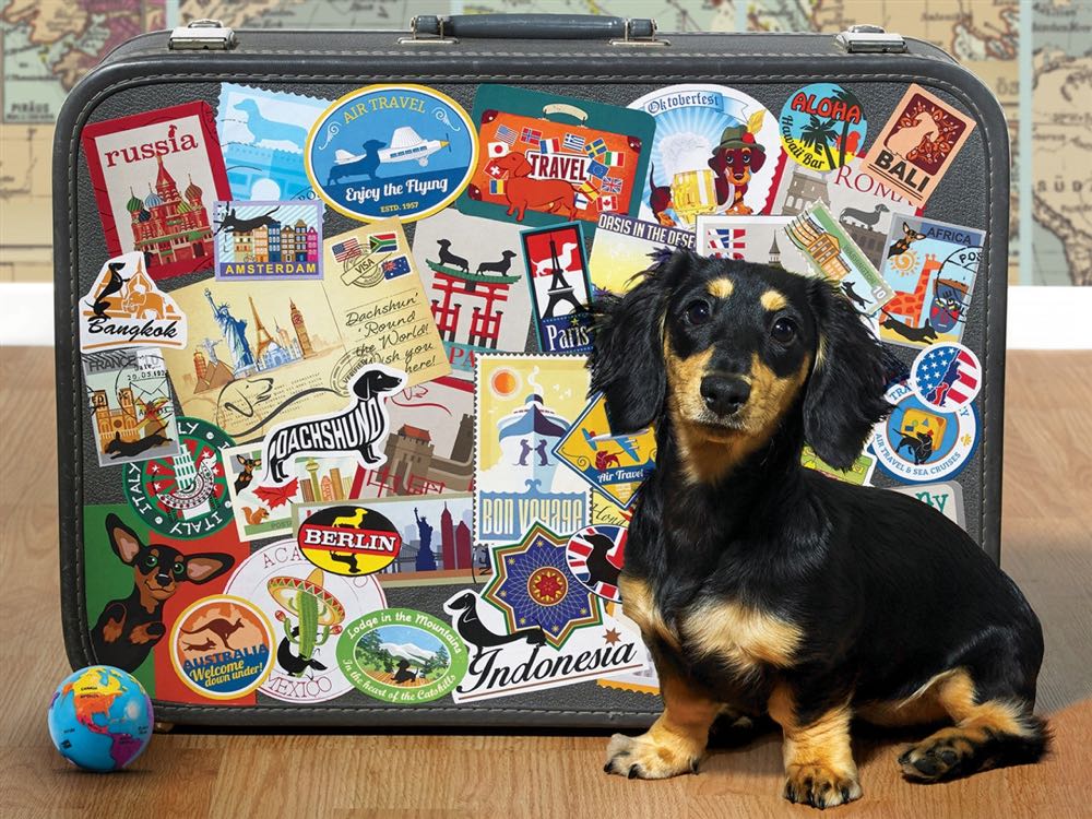 Dachshund ‘round the World - Cobble Hill puzzle collectible [Barcode 625012850391] - Main Image 2