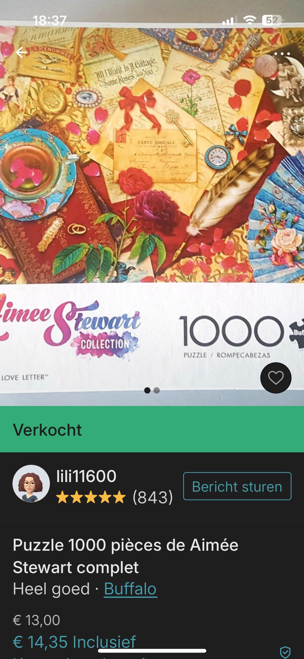 A Vintage Love Letter - COMPLETED - Buffalo Games 🇺🇸 puzzle collectible [Barcode 079346127160] - Main Image 4