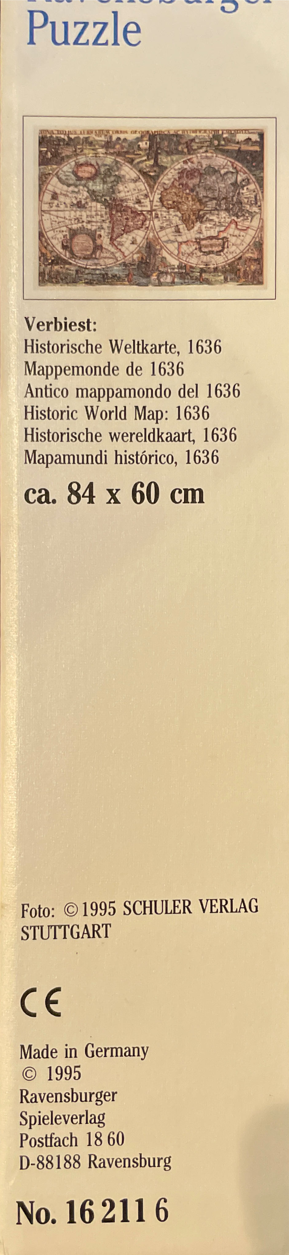 Historic World Map: 1636 - Ravensburger puzzle collectible [Barcode 4005556162116] - Main Image 2