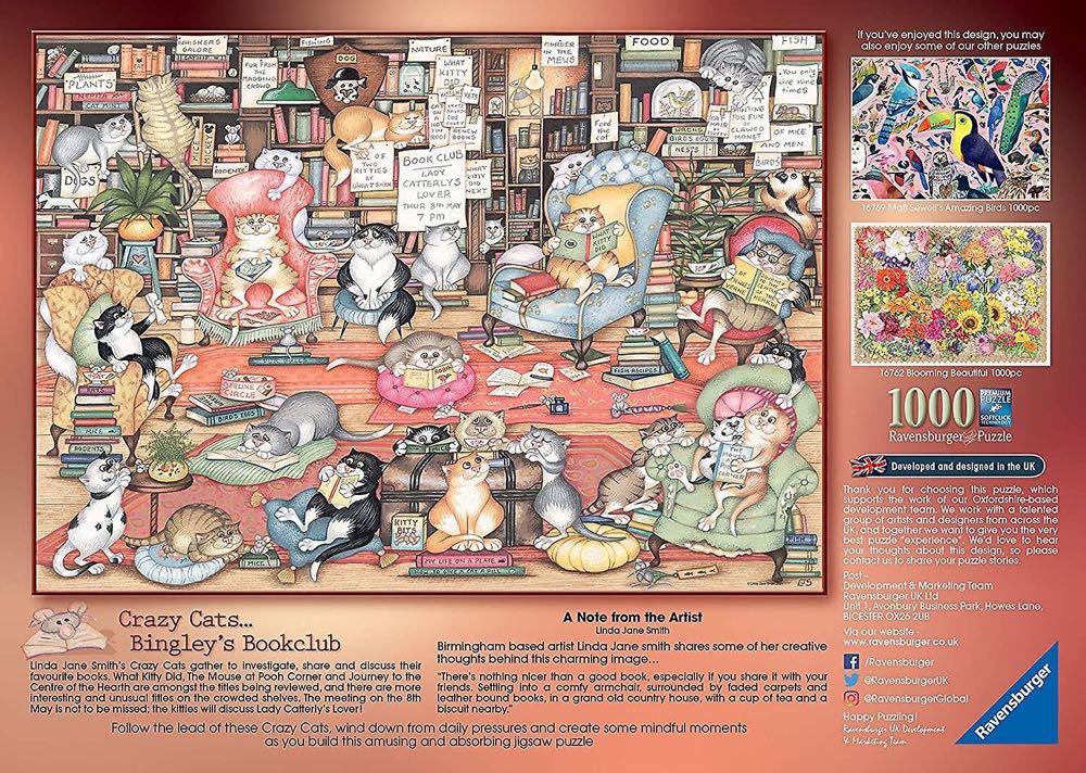 Crazy Cats…Bingley’s Bookclub - Ravensburger puzzle collectible [Barcode 4005556167654] - Main Image 3