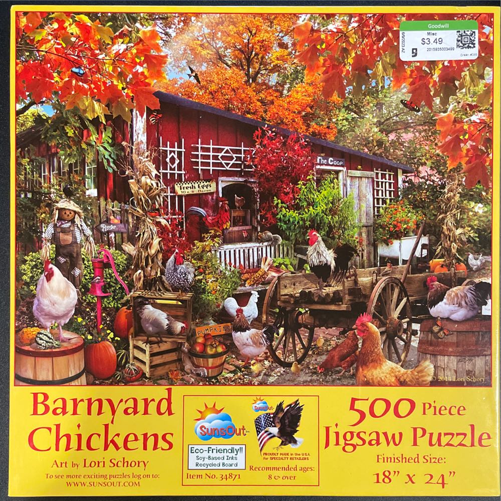Barnyard Chickens - SunsOut puzzle collectible [Barcode 796780348714] - Main Image 3