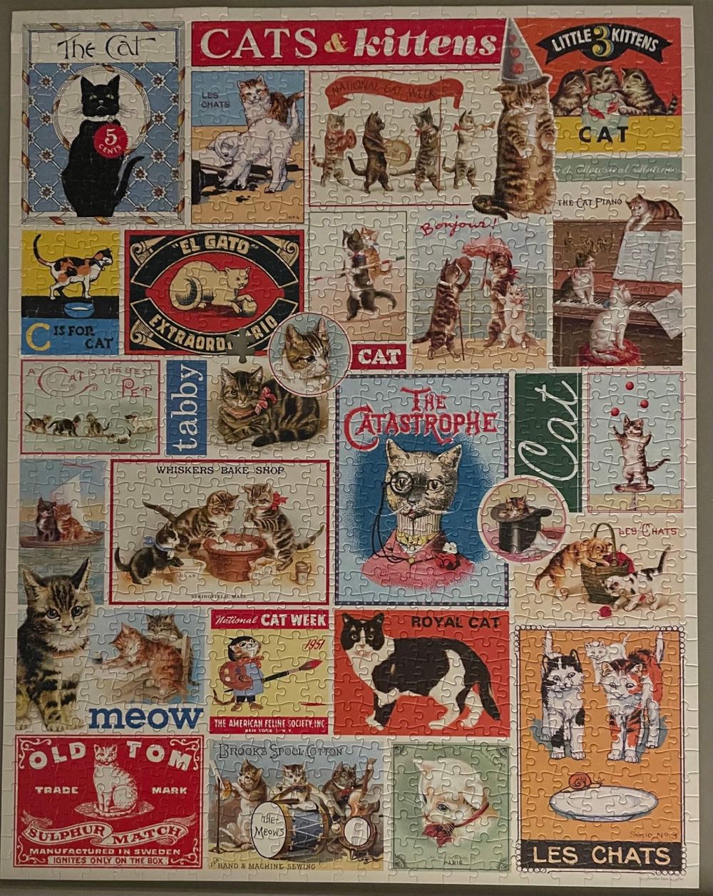 Cats And Kittens - Cavallini puzzle collectible [Barcode 9781635448887] - Main Image 2