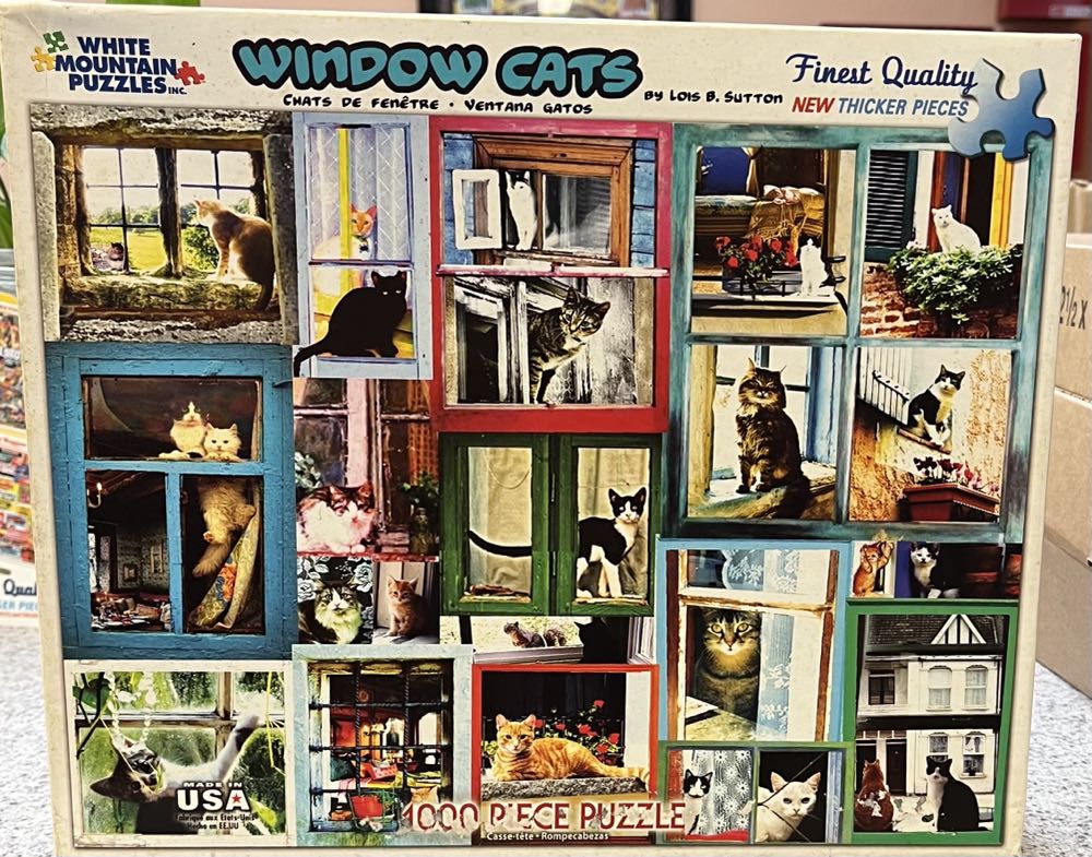Window Cats - White Mountain puzzle collectible [Barcode 724819255788] - Main Image 2