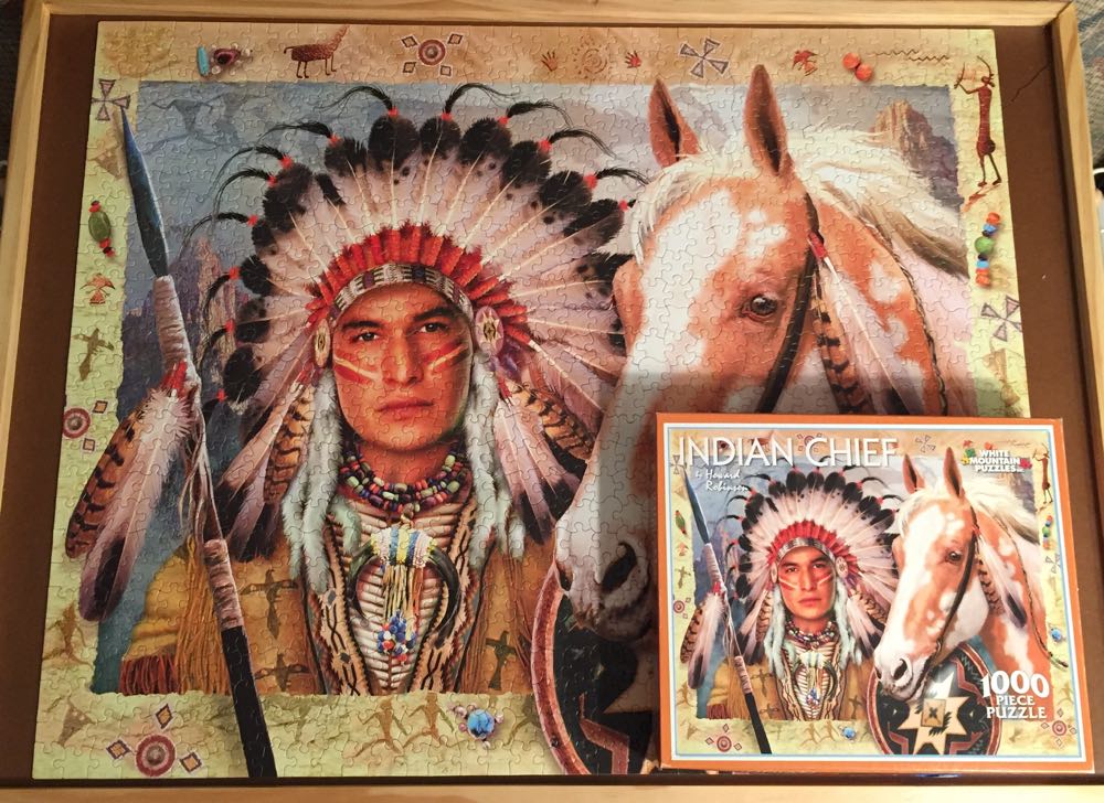 Indian Chief-BB BORROW - White Mountain Puzzles puzzle collectible [Barcode 724819249718] - Main Image 3
