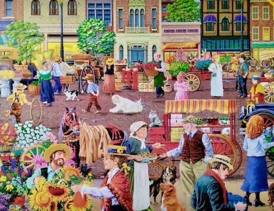 Street Vendor Morning - Milton Bradley puzzle collectible [Barcode 778988299876] - Main Image 3