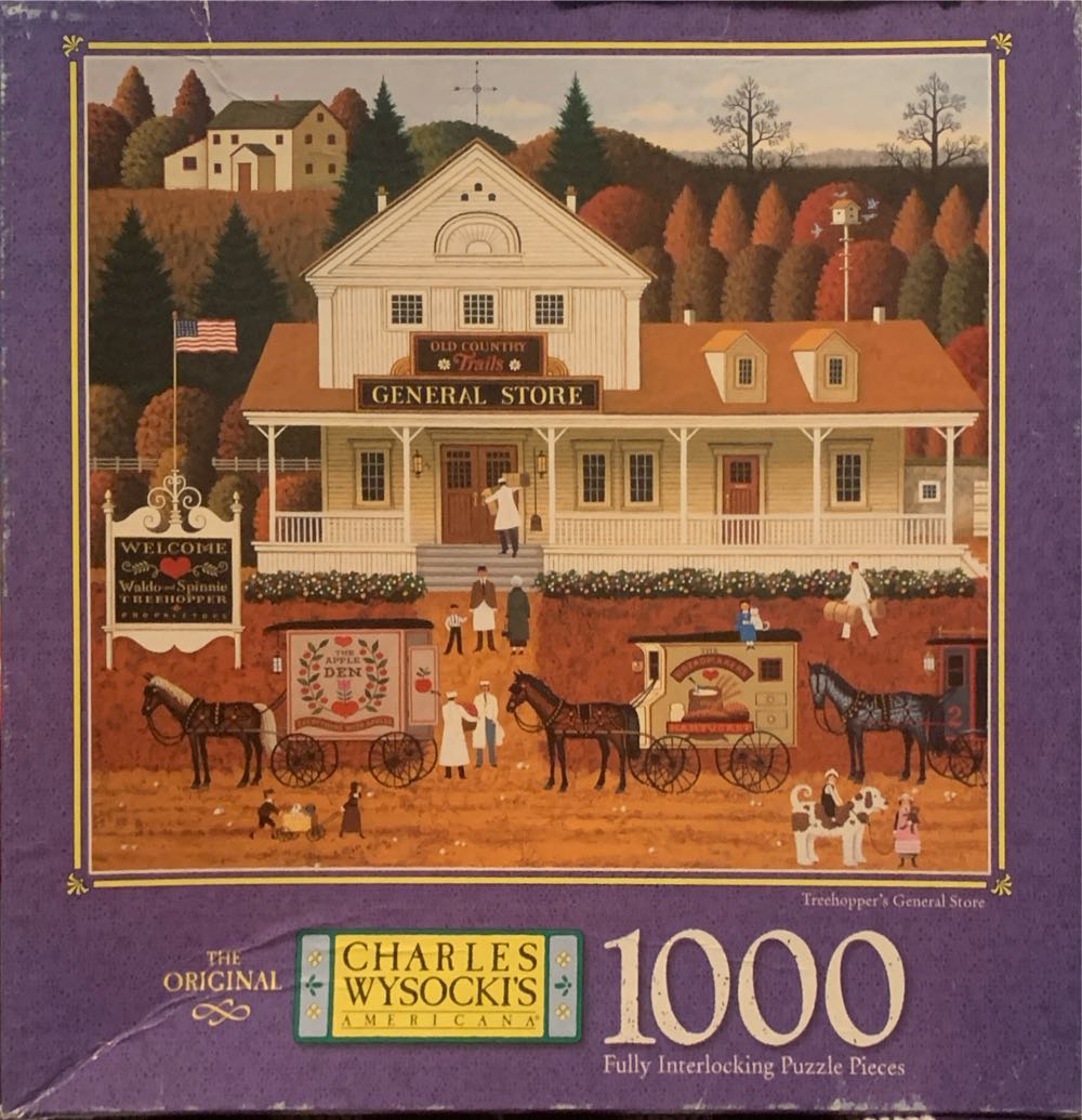 Charles Wysocki’s Americana: - Treehopper’s General Store - Milton Bradley (MB) puzzle collectible [Barcode 032244046797] - Main Image 2