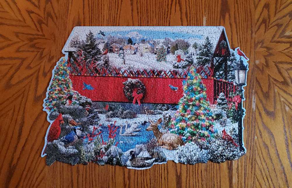Christmas Covered Bridge (NIB) NFT - Bits And Pieces puzzle collectible [Barcode 192949045973] - Main Image 2
