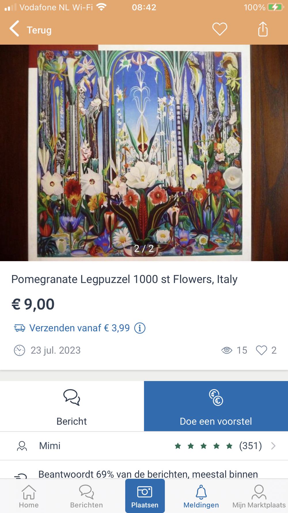 Flowers Italy,1931 - Pomegranate puzzle collectible [Barcode 9780764967719] - Main Image 3