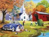 Family time by the river - SunsOut puzzle collectible [Barcode 796780137356] - Main Image 1