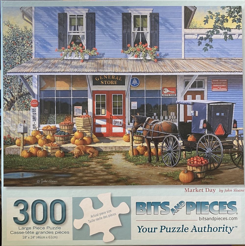 New Jigsaw Puzzle 300 Large Pieces Bits And Pieces Market Day 18” X 24” Sealed - Bits And Pieces puzzle collectible [Barcode 192949036346] - Main Image 2