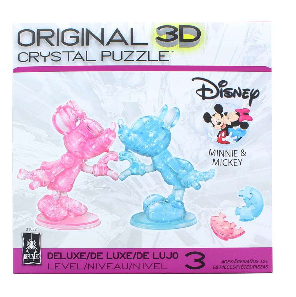 Mickey & Minnie Mouse Heart Hands 3D Crystal Puzzle #2 - Bepuzzled puzzle collectible [Barcode 023332310371] - Main Image 2