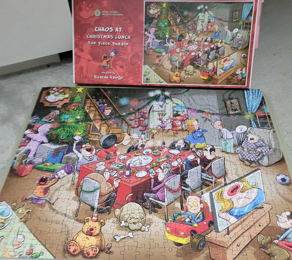 Chaos At Christmas Lunch 500 Piece Puzzle Complete ... - All Jigsaw Puzzles puzzle collectible [Barcode 5060085105538] - Main Image 3
