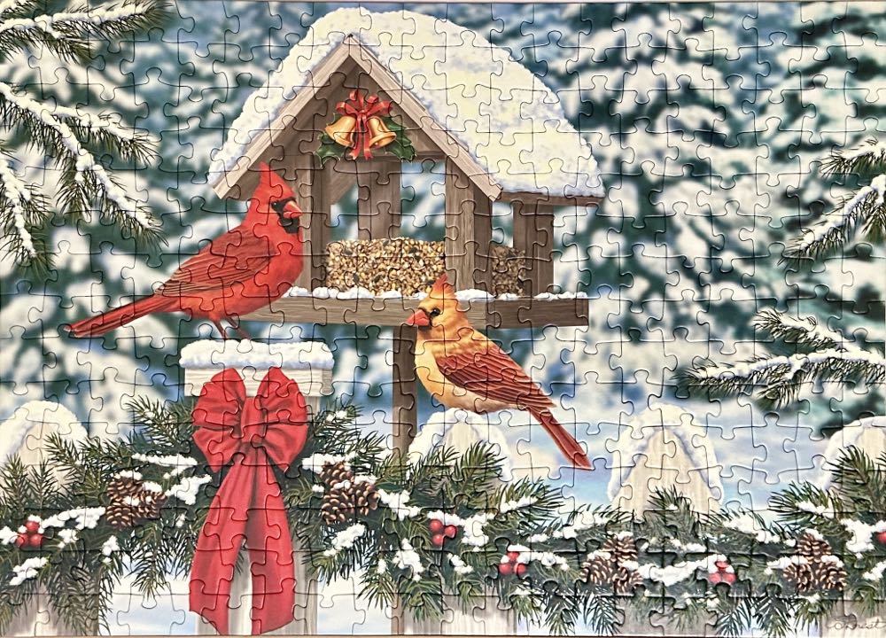 Cardinals At Christmas - Ravensburger puzzle collectible [Barcode 4005556135820] - Main Image 4