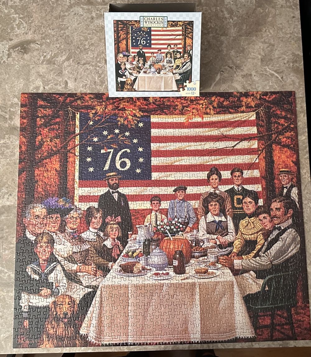 And The Thankful Ate A Hearty Meal-SOLD - Milton Bradley puzzle collectible [Barcode 032244046797] - Main Image 2