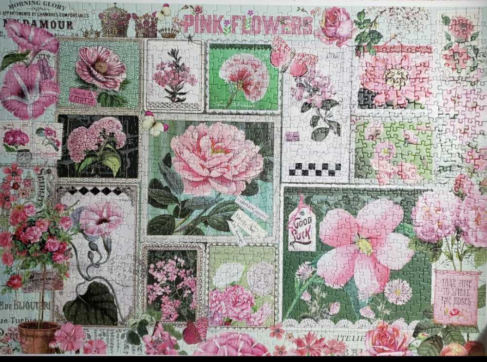 Pink Flowers (UV) Cheryl - Cobble Hill puzzle collectible [Barcode 625012800426] - Main Image 3