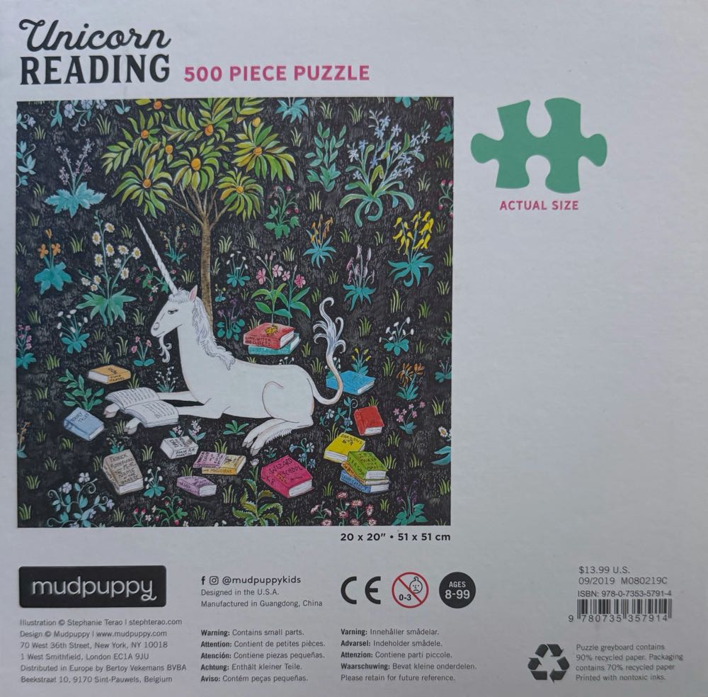 Unicorn Reading*** - Mudpuppy puzzle collectible [Barcode 9780735357914] - Main Image 3
