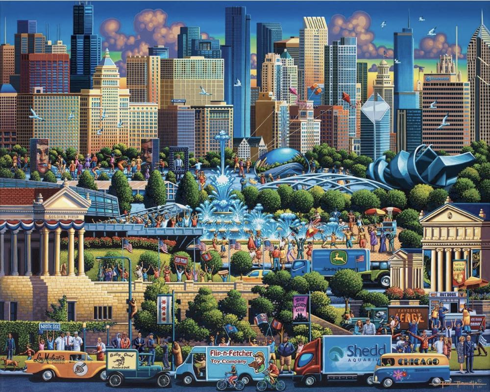 Chicago - Dowdle Folk Art 🇺🇸 puzzle collectible [Barcode 671095102698] - Main Image 2