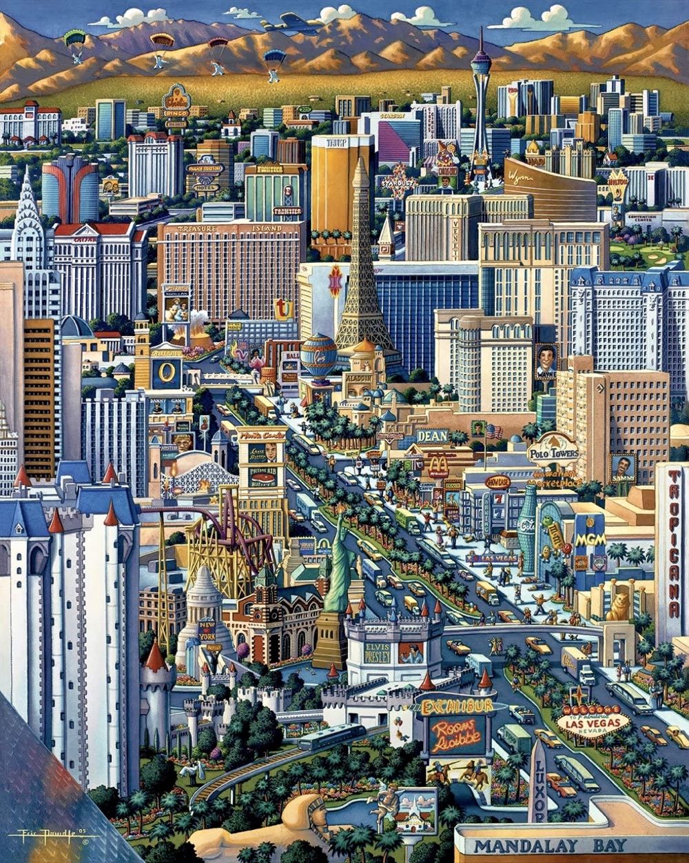 Las Vegas 🆕 - Dowdle Folk Art puzzle collectible [Barcode 671095100915] - Main Image 2