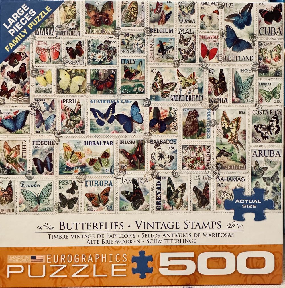Butterfly Stamps - EuroGraphics puzzle collectible [Barcode 628136553568] - Main Image 2