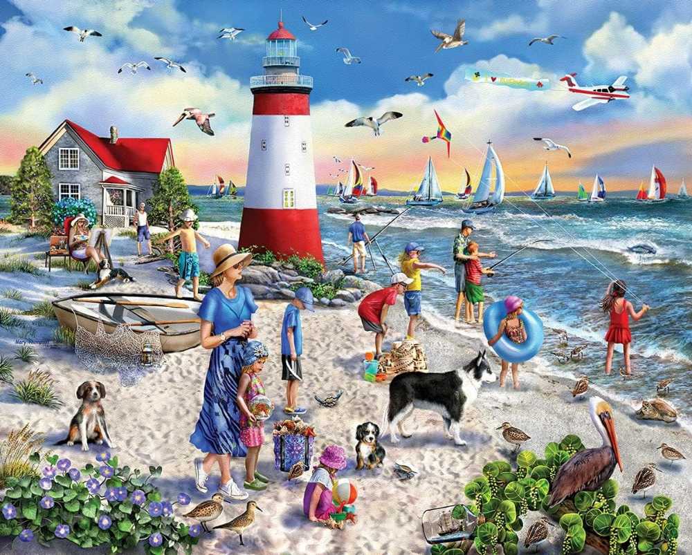 Beach Fun - White Mountain Puzzles puzzle collectible [Barcode 724819264612] - Main Image 2