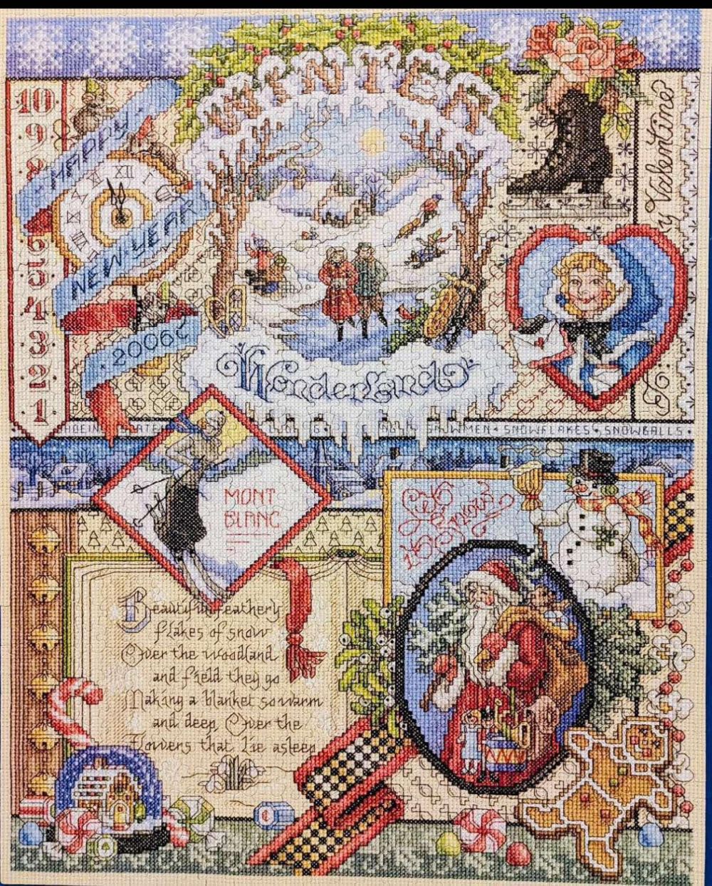 Ctoss Stitch. Winter Cross Stitch - White Mountain Puzzles puzzle collectible [Barcode 724819253890] - Main Image 4