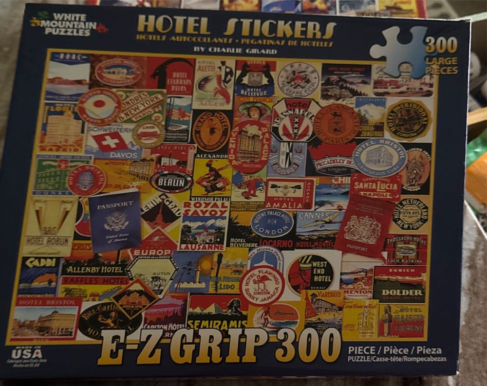 Hotel Stickers - White Mountain Puzzles puzzle collectible [Barcode 724819257089] - Main Image 2